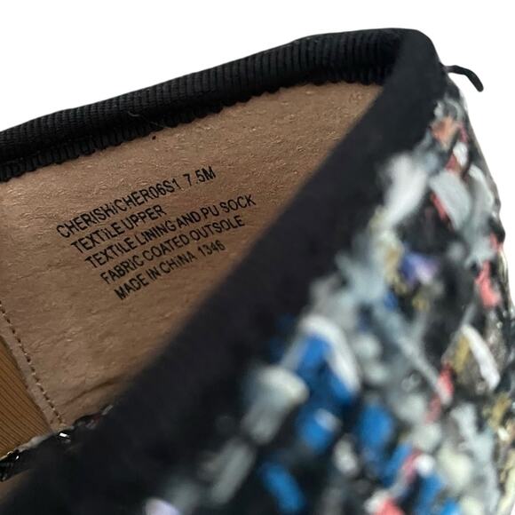 Steve Madden Black Cherish Tie Block Heel Slip On Tweed Ballet Flats size 7.5 - Picture 9 of 10